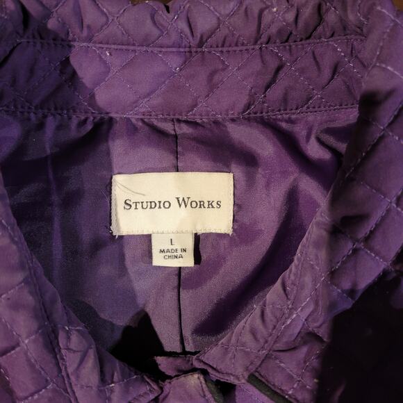 Studio Works Quilted Button Long Sleeve Lightweight Jacket Purple Womens Size L - Picture 6 of 8